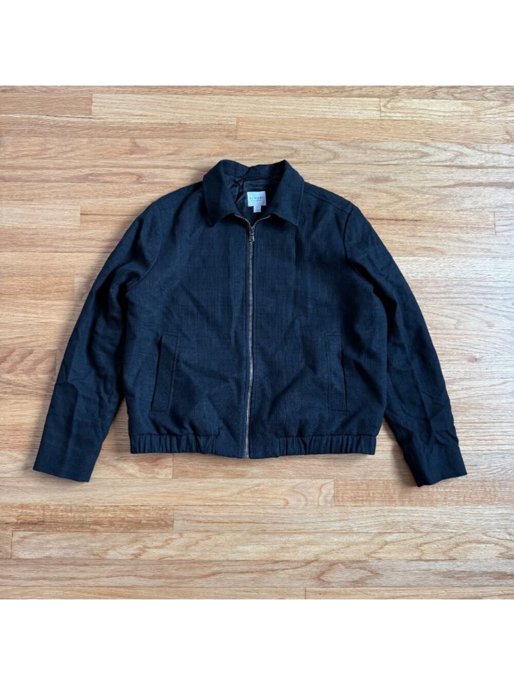 Sunspel Textured Black Cotton Lined Blouson Jacket Small